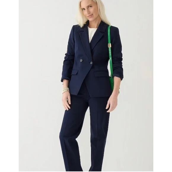 J Crew Devon Blazer in Bi-stretch Cotton Blend Navy Size 8 NWT - Picture 1 of 13